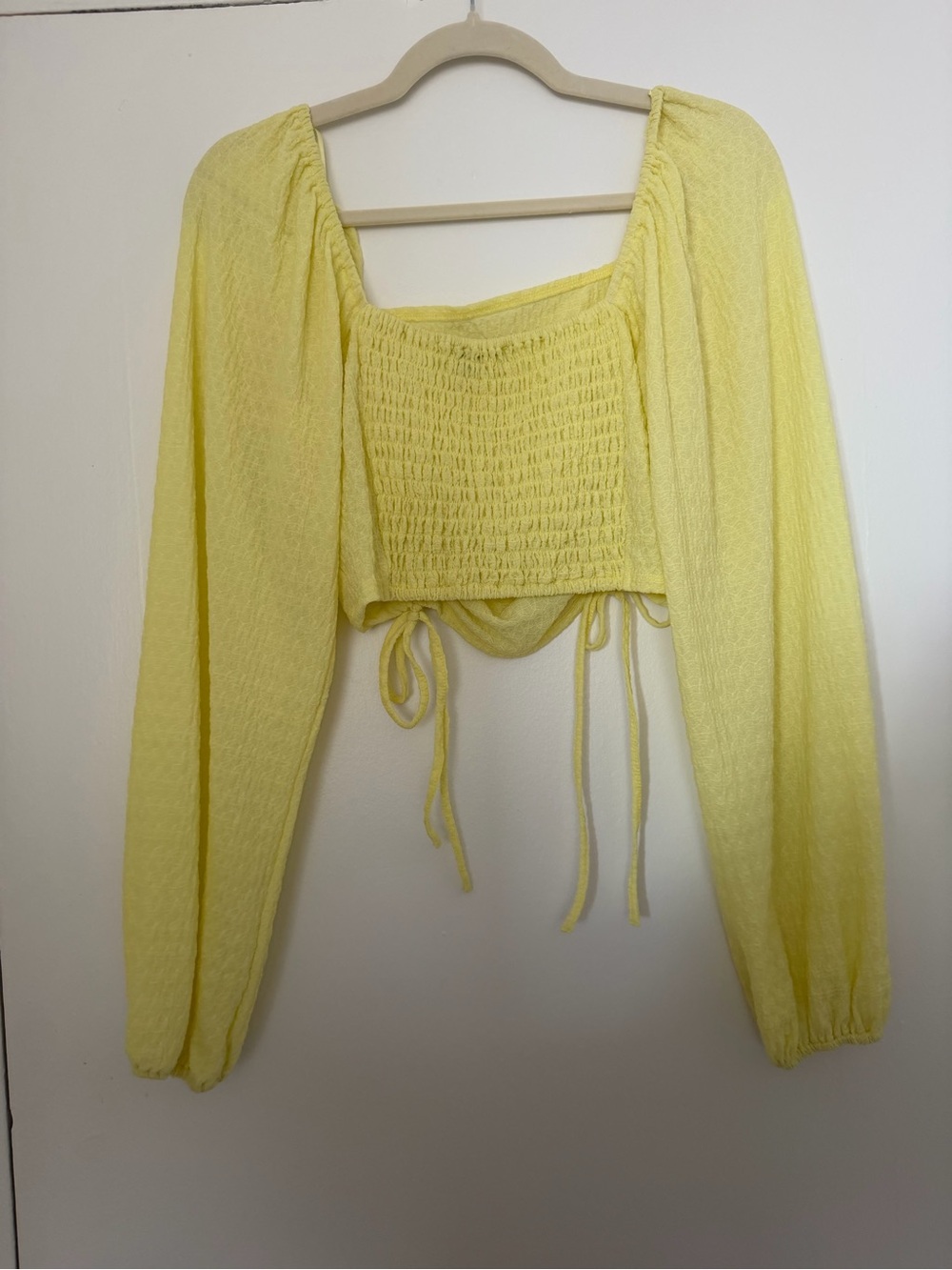 Sophie Rue Butter Yellow Ruched Drawstring Crop Top - Picture 3 of 4